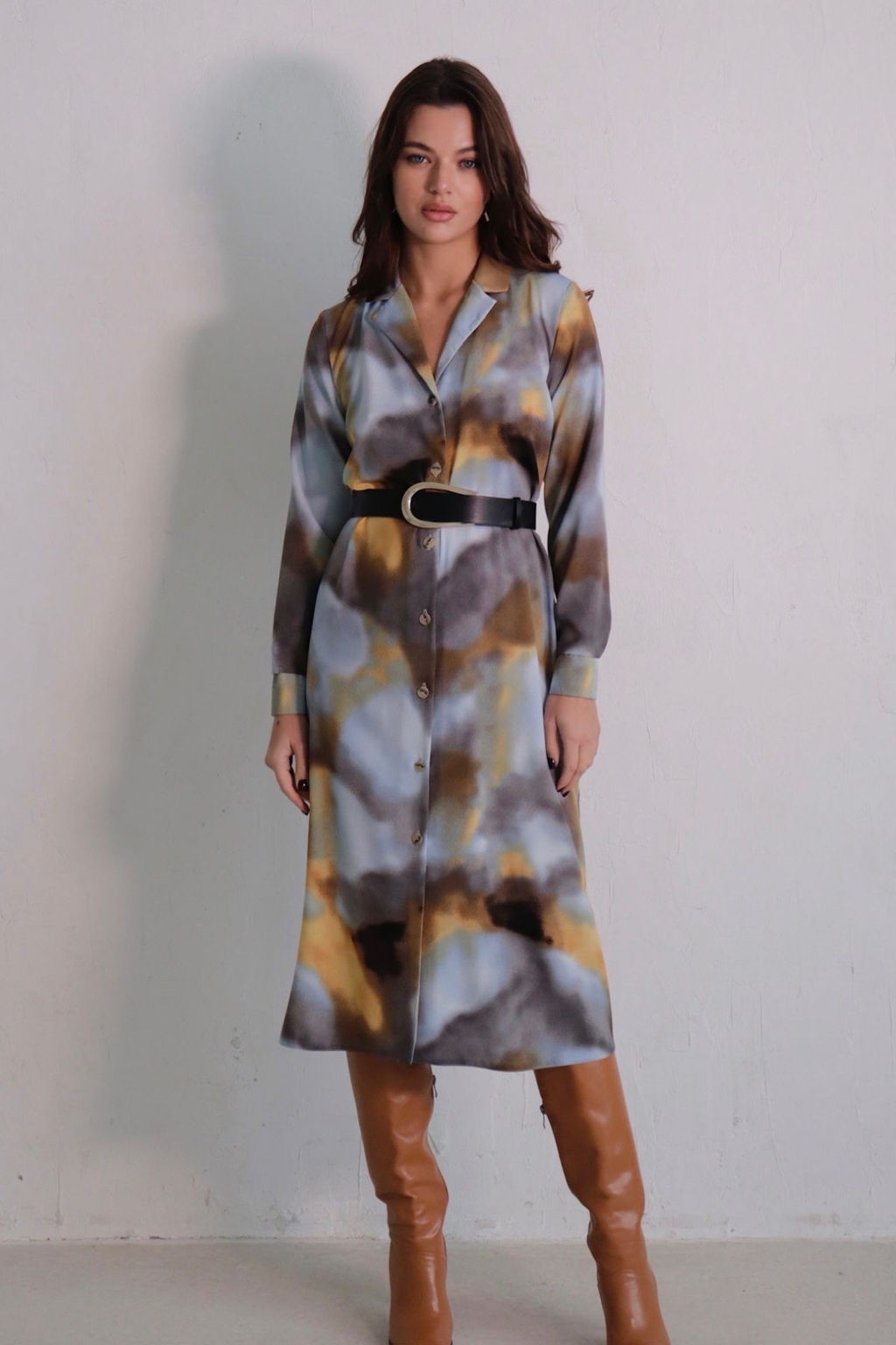 Платье-рубашка с английским воротником принт - Martichelli фото 161