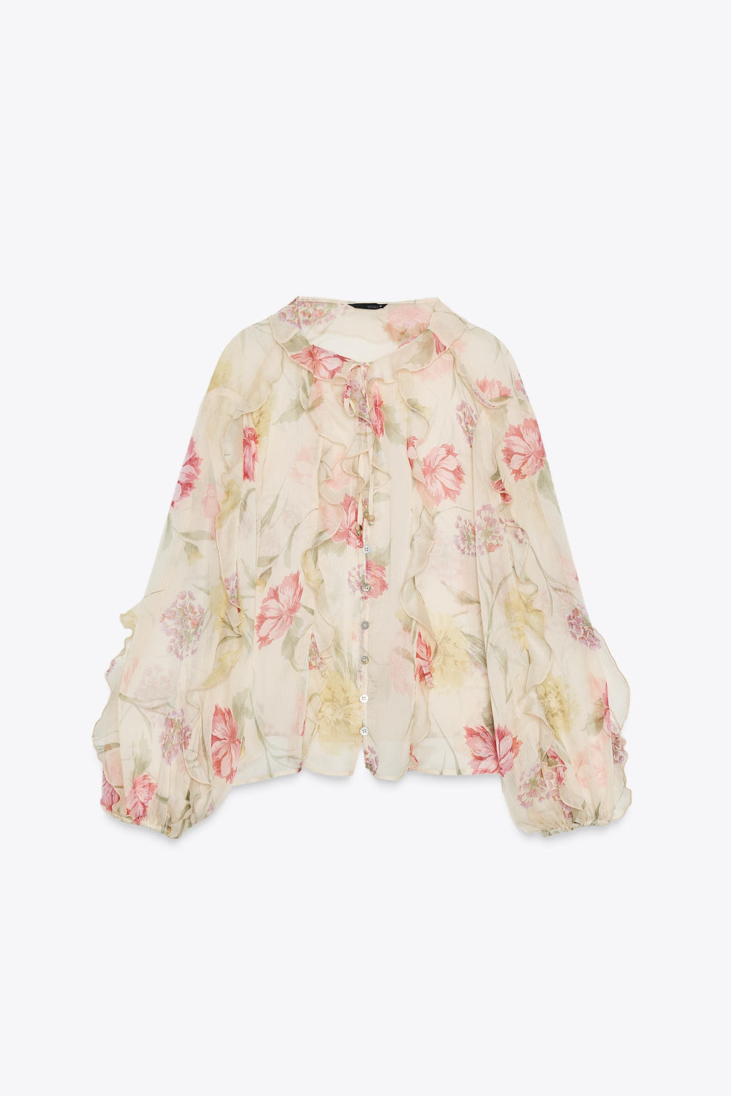 SEMI-SHEER FLORAL PRINT SHIRT - Zara фото 18
