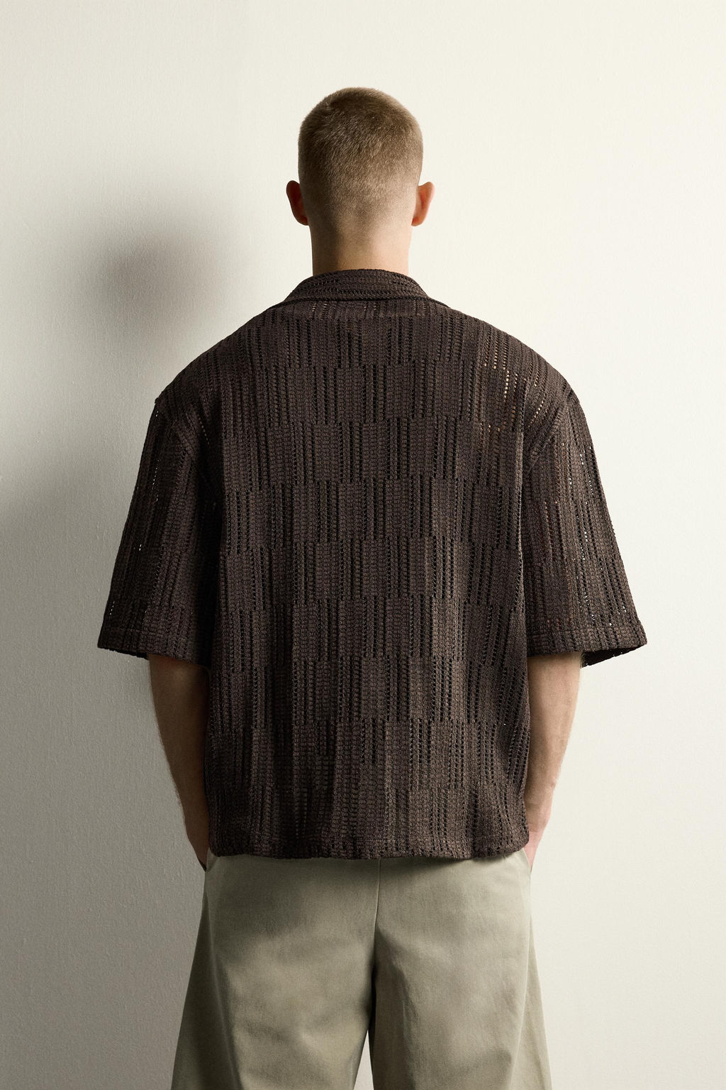 CAMISA RELAXED FIT ESTRUCTURA CALADA / Marr?n - Zara фото 3