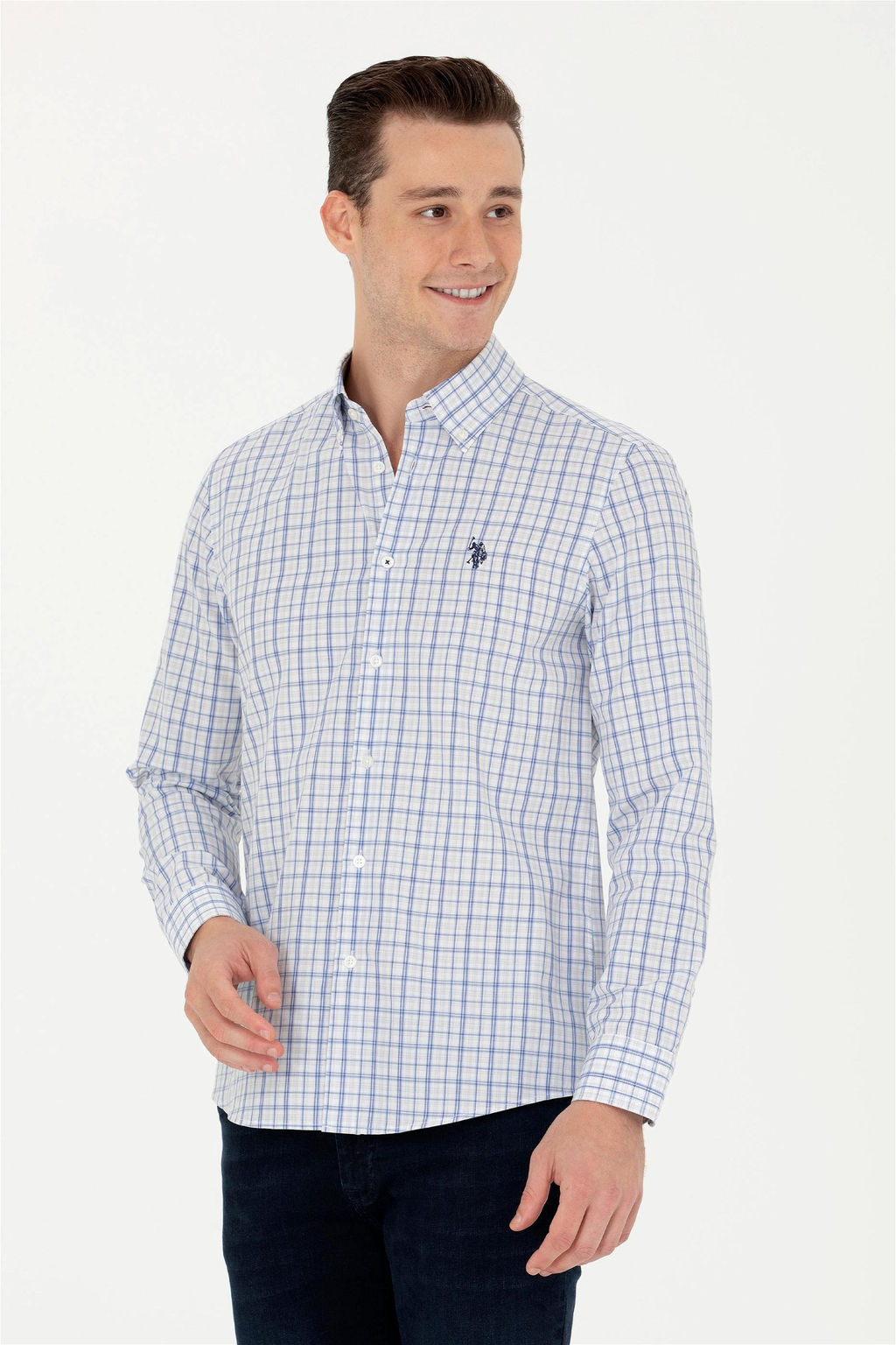 U. S. Polo Assn Мужская синяя рубашка в клетку - U.s. polo assn фото 10