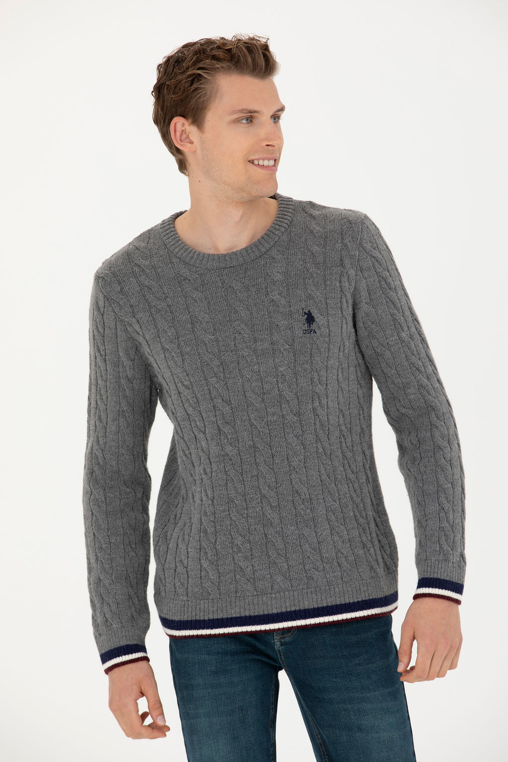 Мужской серый меланжевый свитер - U.s. polo assn фото 15