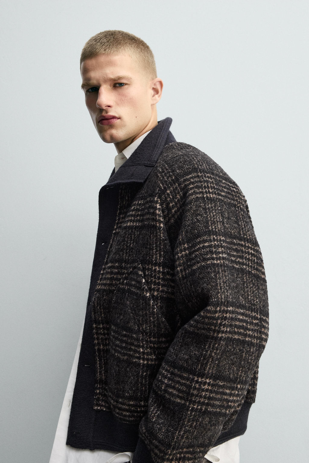 CONTRAST COLLAR RIBBED JACKET - Zara фото 6