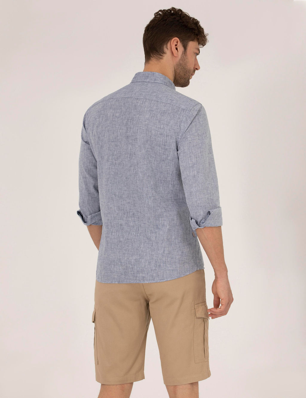 Рубашка Pierre Cardin Regular Fit темно-синяя с длинным рукавом
