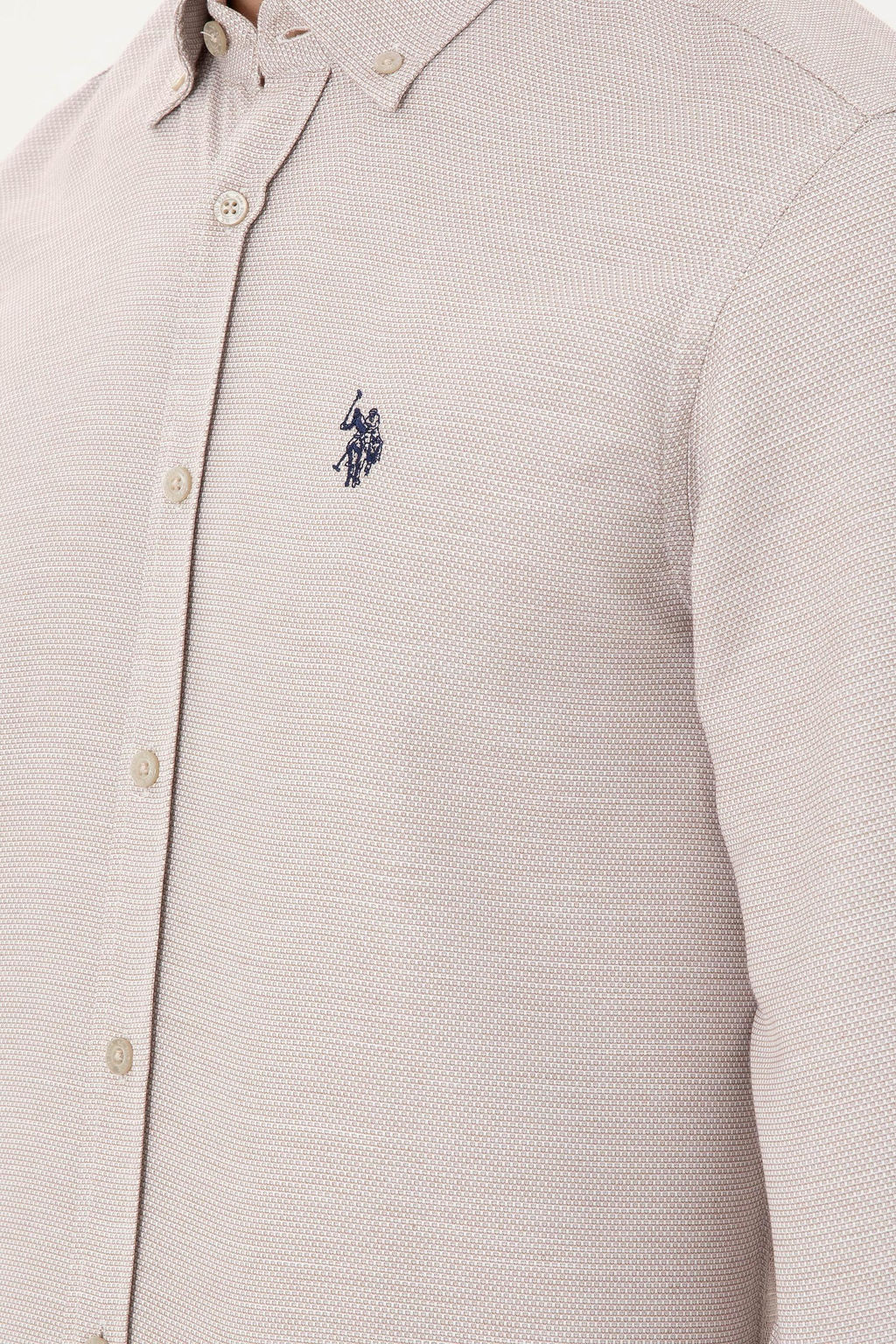 Мужская рубашка песочного цвета с длинным рукавом - U.s. polo assn фото 7