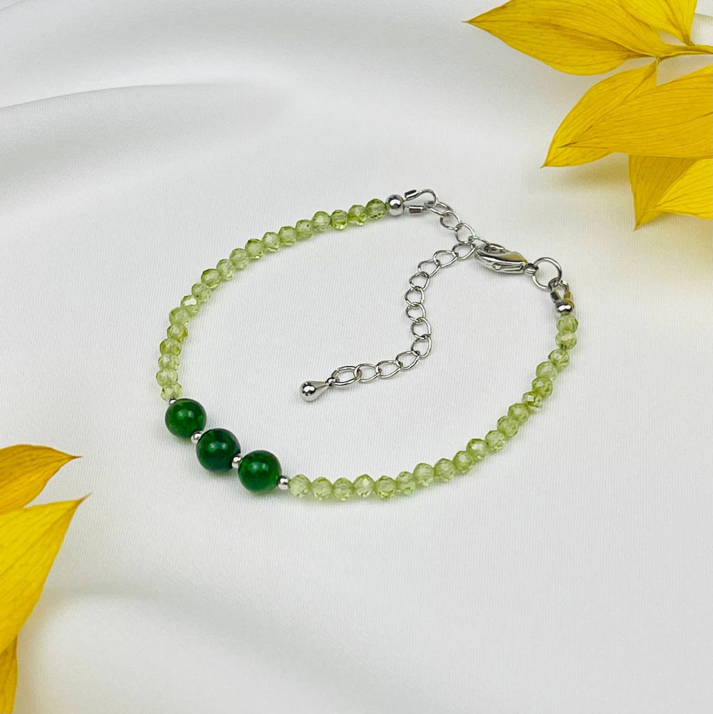 Браслет из Хризолита и Хромдиопсида - Радуга самоцветов фото 2