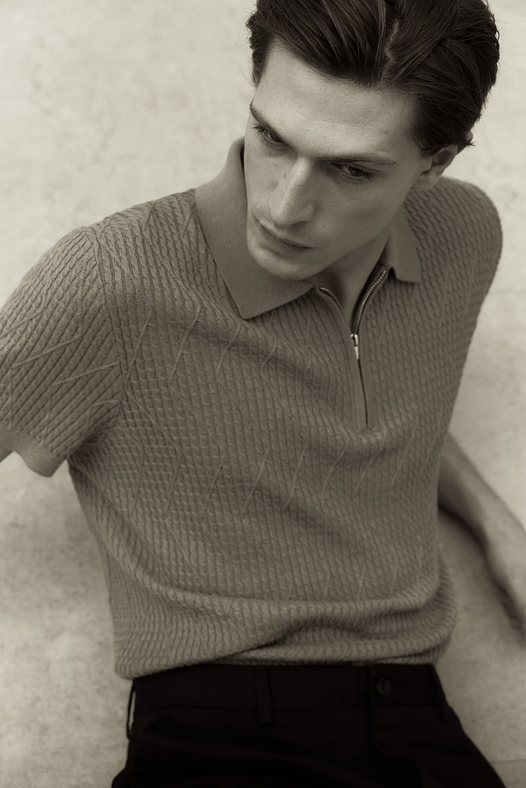 Polo en punto trenzado Slim Fit - H&m фото 3