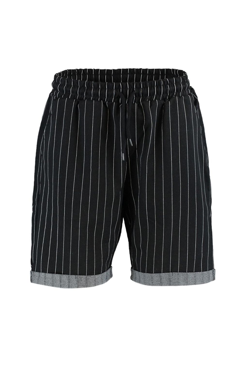 Siyah Regular Orta Boy/Normal Kesim Cizgili Sort TMNSS20SR0200