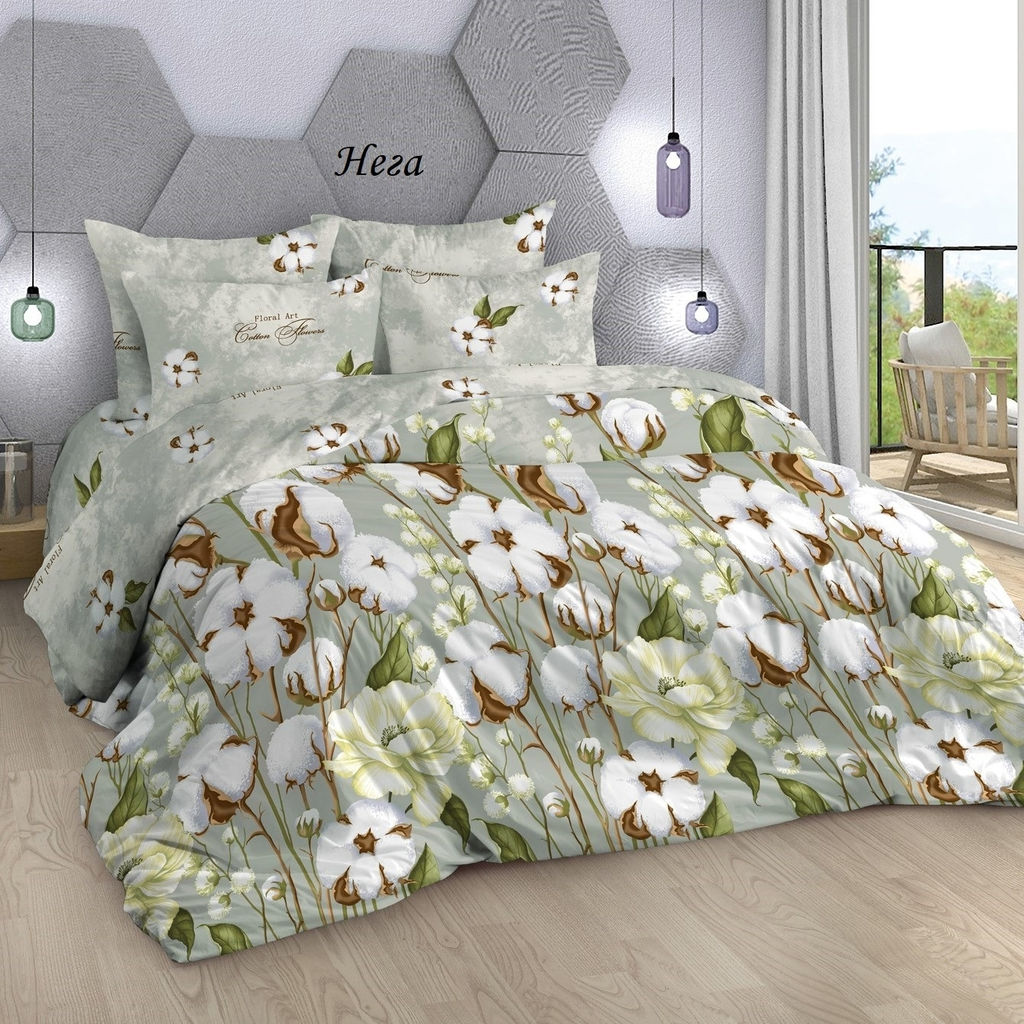 Комплект постельного белья Нега, поплин евро