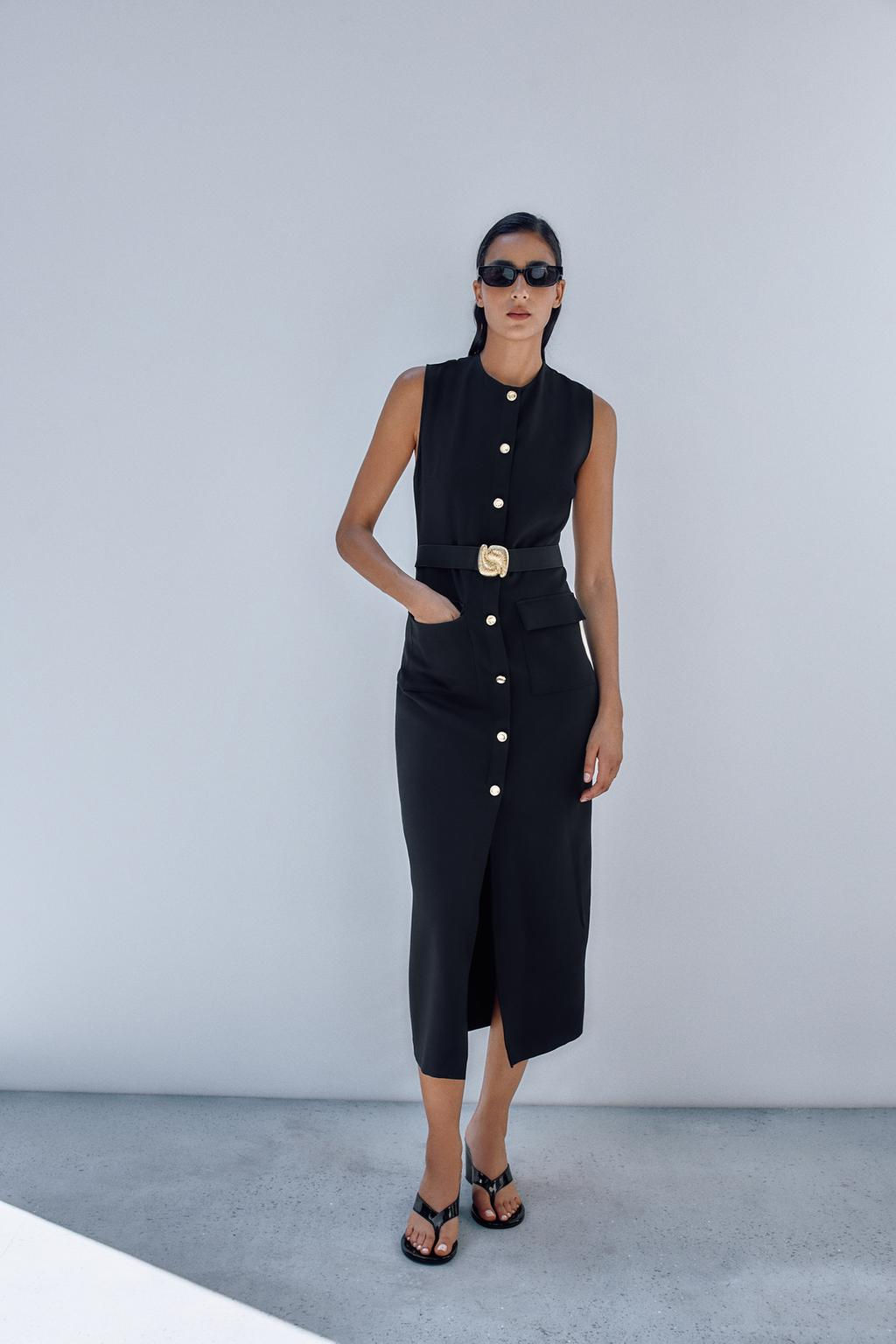 MIDI CREPE BELT DRESS - Zara фото 10