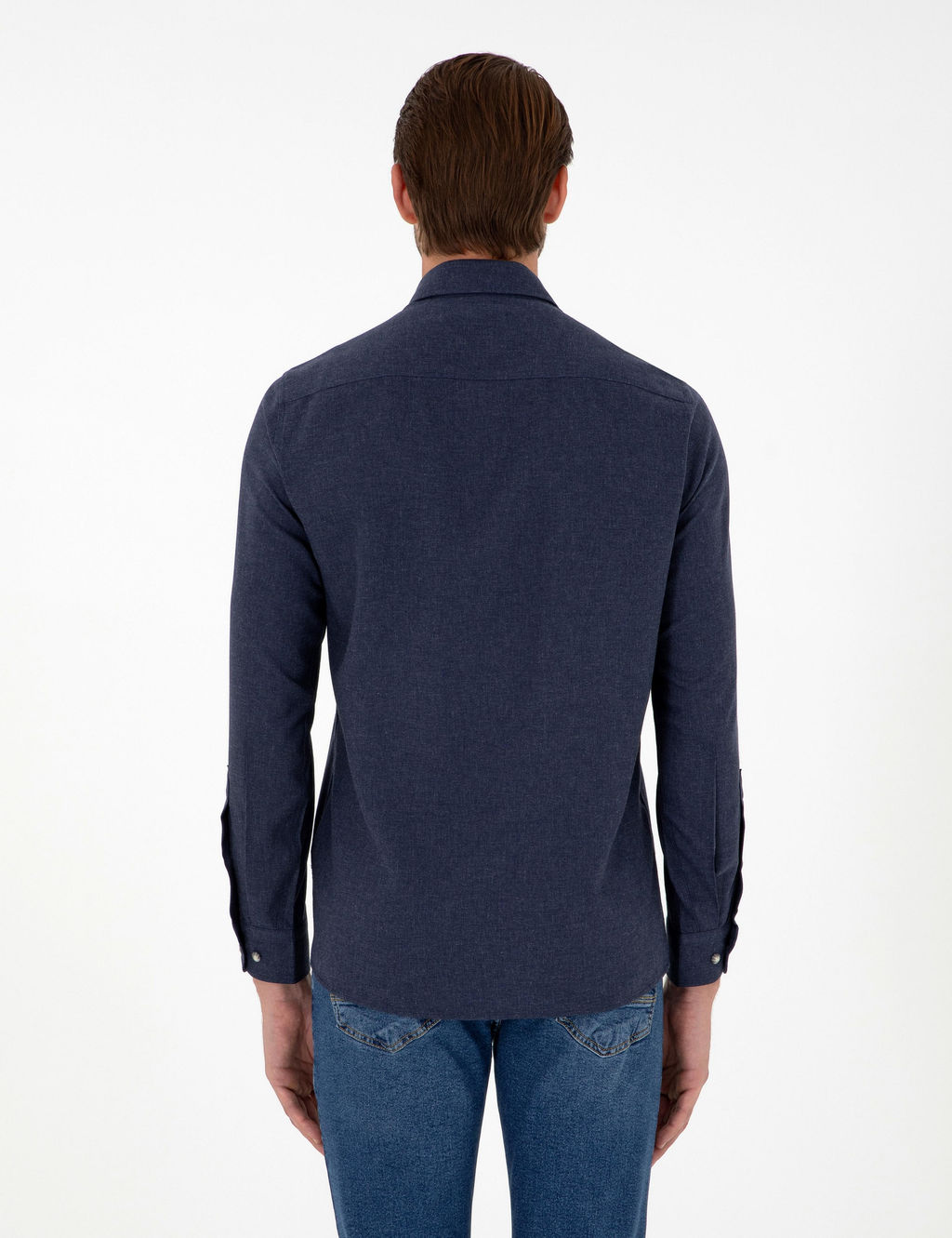 Lacivert Slim Fit Uzun Kollu G_mlek