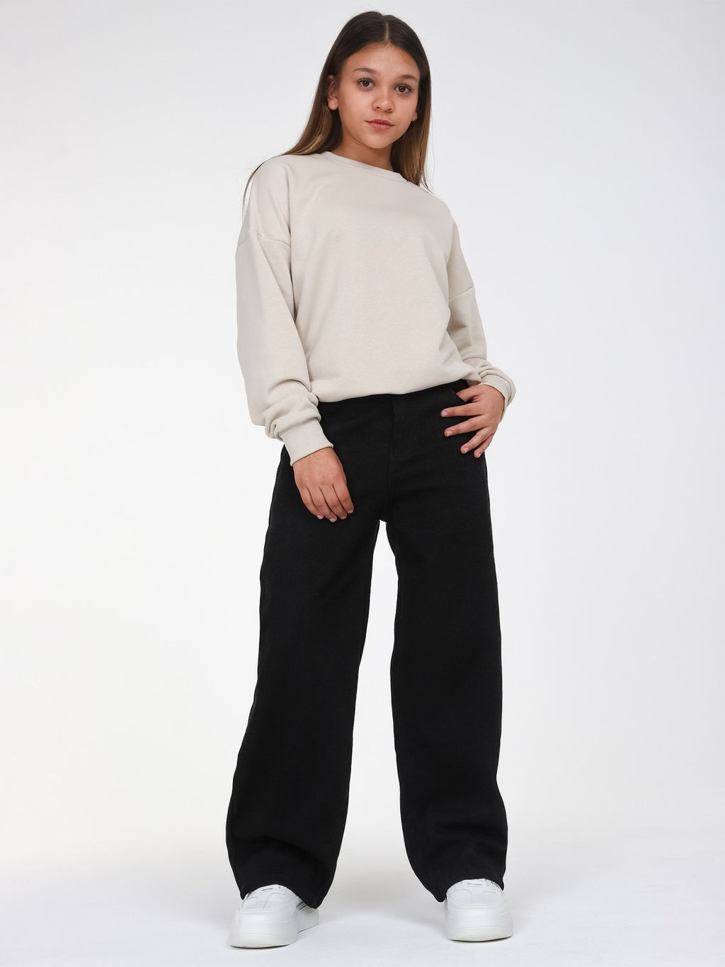 Джинсы-багги утеплённые для девочек - СИНЯЯ МОДА фото 4