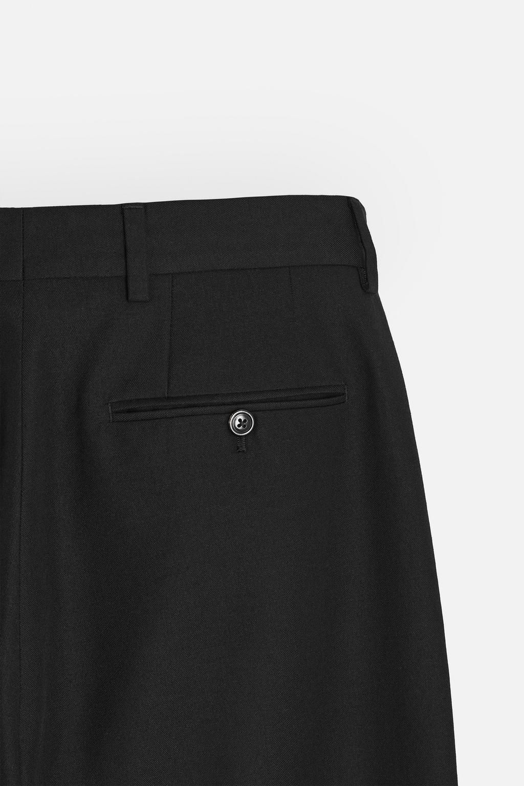 COTTON/WOOL PLEATED TROUSERS - Zara фото 9