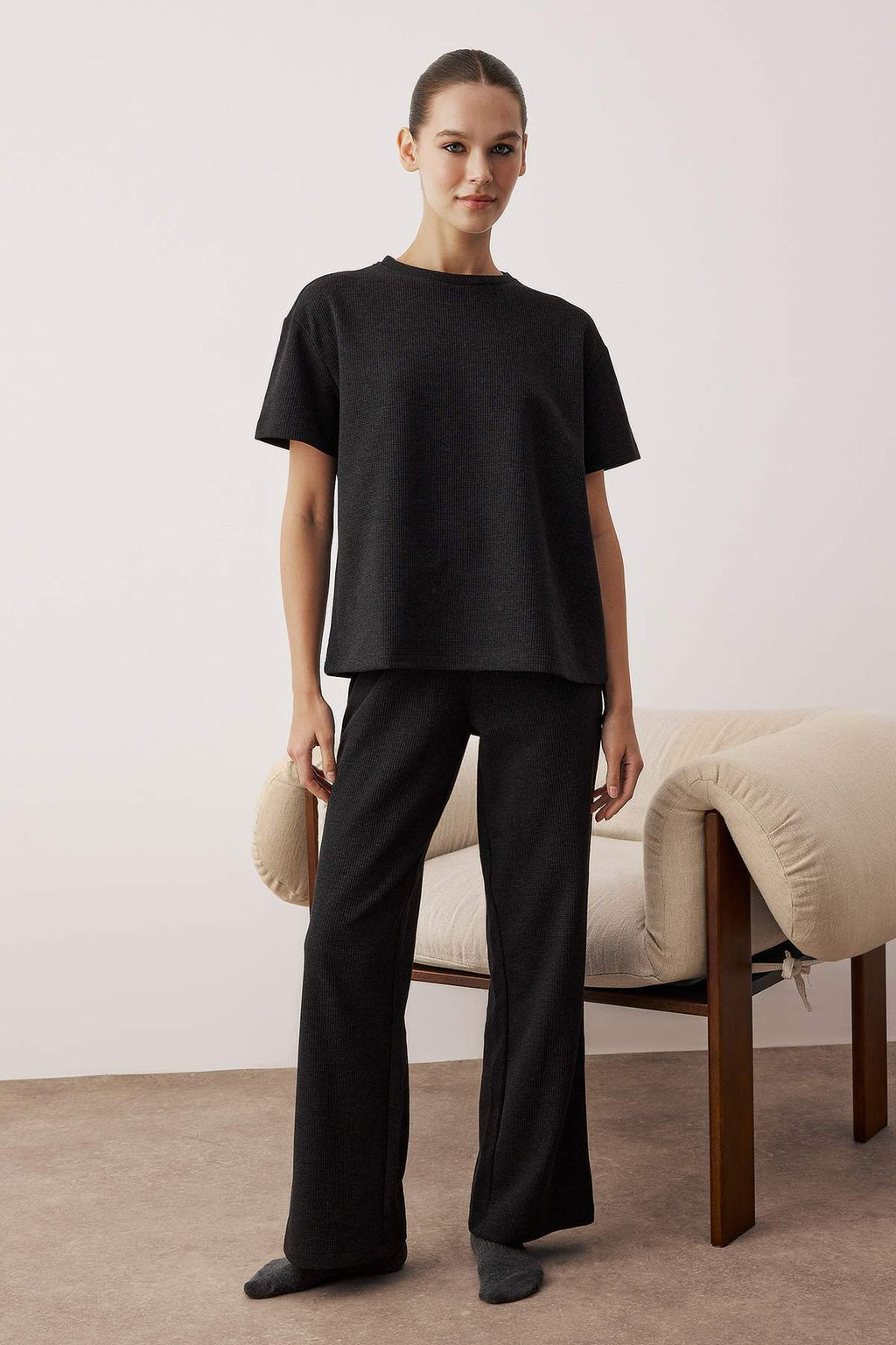 Yesil Bel Baglama Detayl? Waffle Orme Pijama Tak?m? THMAW26PT00050 - Trendyolmilla фото 9