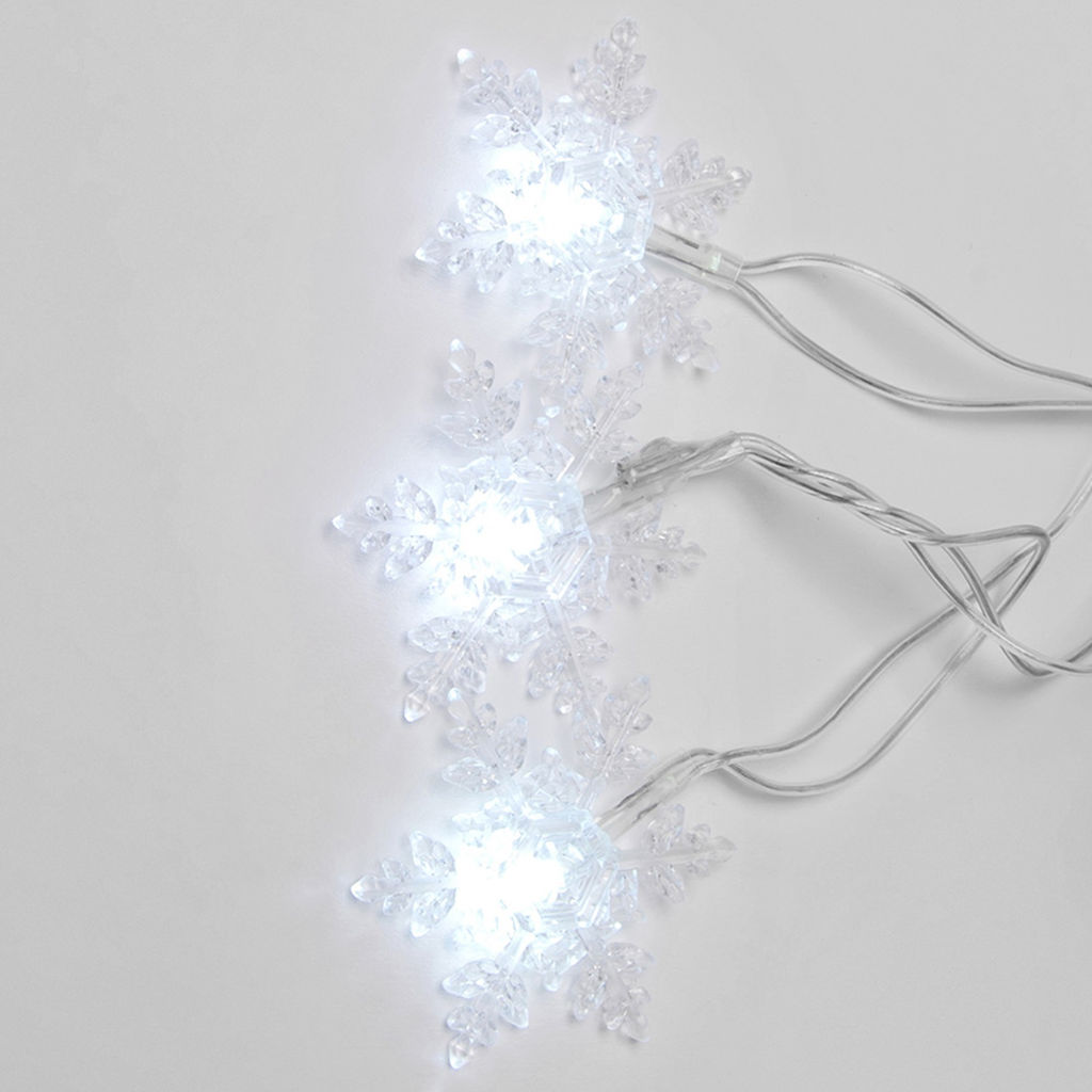 ULD-S0700-050/DTA WHITE IP20 SNOWFLAKES-1 Гирлянда светодиодная с контроллером Снежинки-1, 50 светодиодов, 7 м, белая,IP20, провод прозрачный - Volpe фото 3