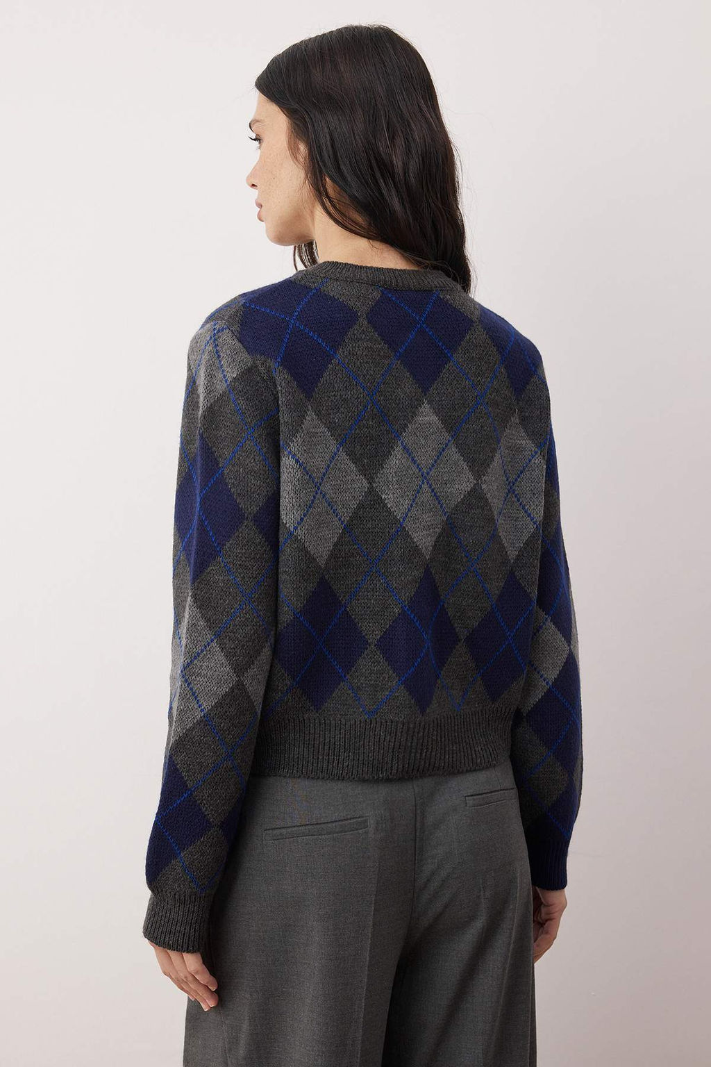 Lacivert Bisiklet Yaka Baklava/Ekose Desenli Triko H?rka TWOAW26HI00234