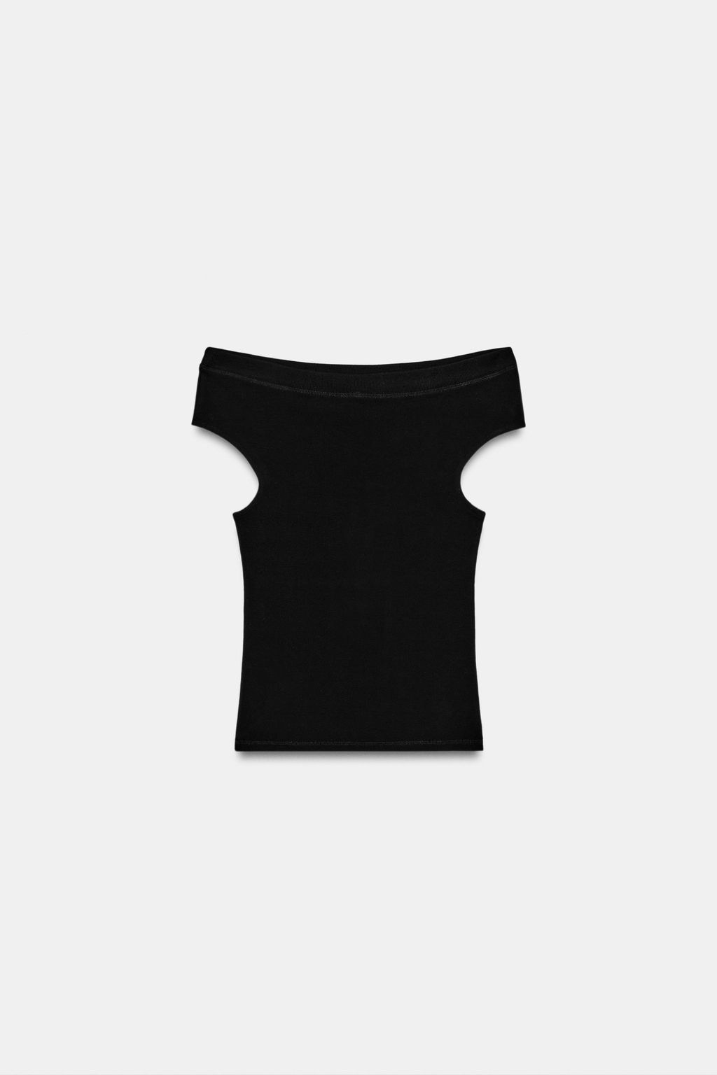 CAMISETA CUELLO BARCO / Negro - Zara фото 7