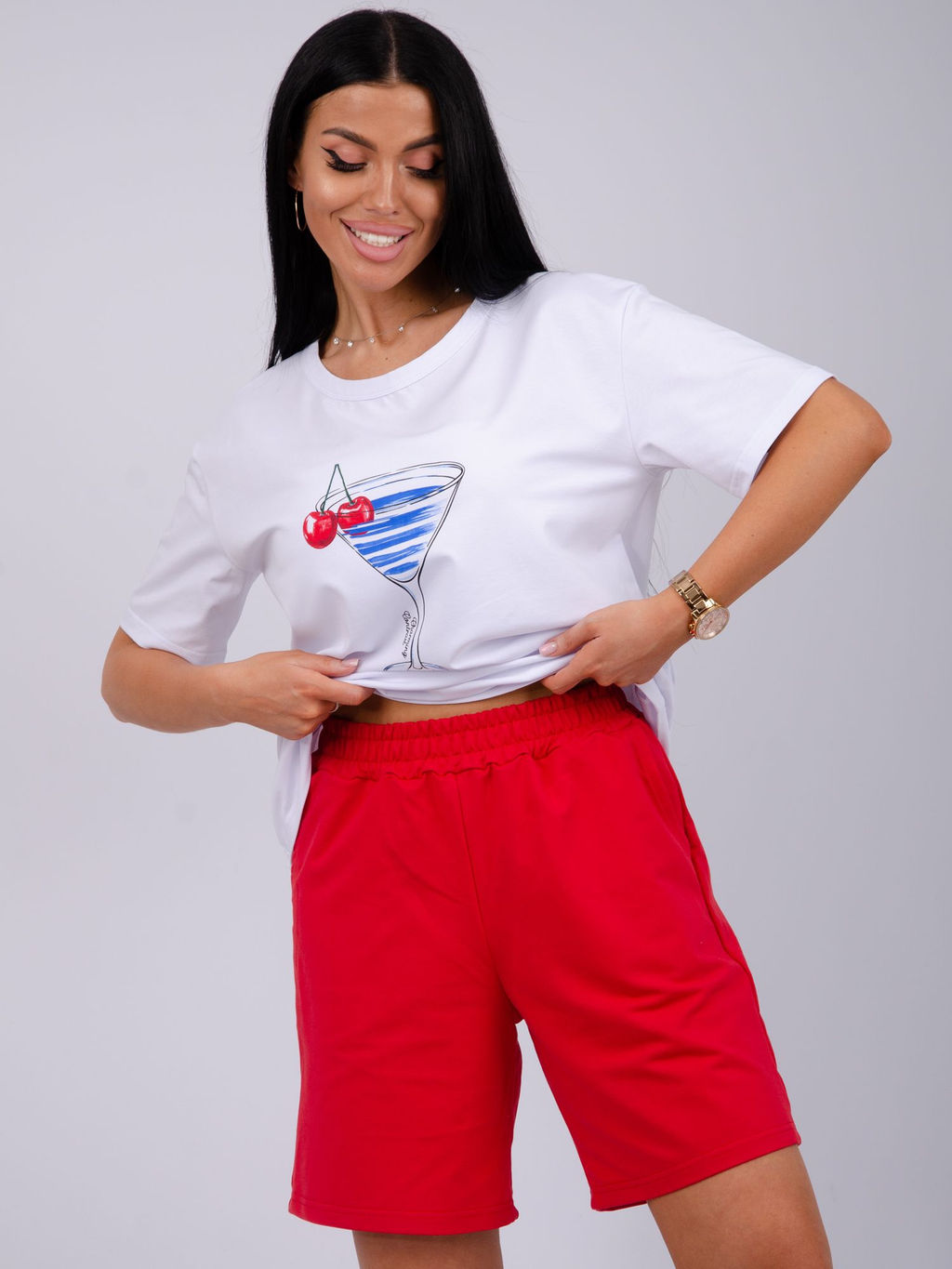 Костюм Марина красный, трикотаж - Малина фото 7