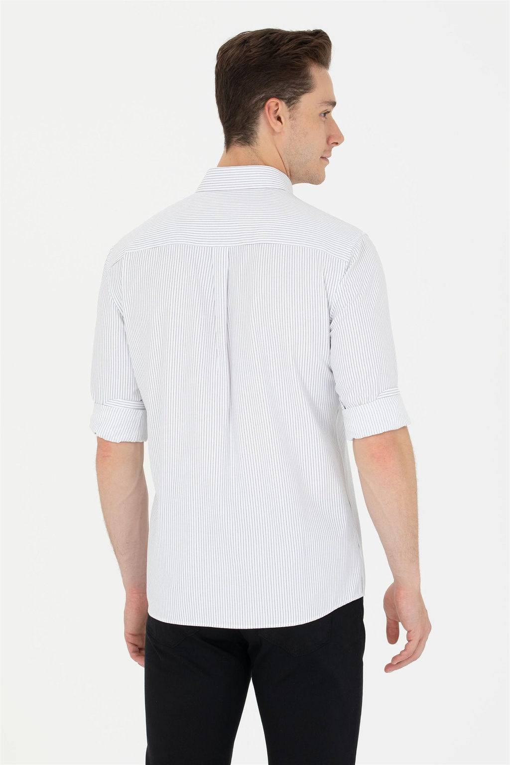 Мужская белая рубашка в темно-синюю полоску Неожиданная скидка в корзине - U.s. polo assn фото 5