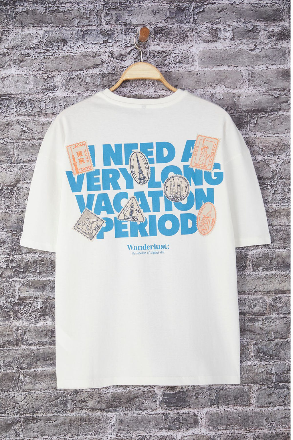 TRENDYOL MAN Ekru Oversize/Genis Kesim Bask?l? %100 Pamuklu T-Shirt TMNSS25TS00223 - Trendyolmilla фото 6