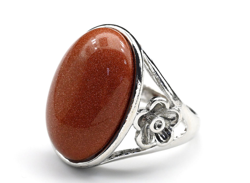 Кольцо с авантюрином овал 21*27мм Радуга камня