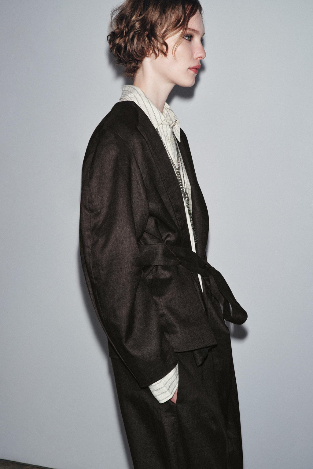 ZW COLLECTION LINEN BELTED KIMONO - Zara фото 2