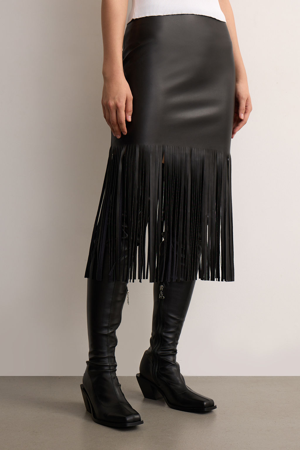 Юбка из экокожи с бахромой - Mollis фото 3