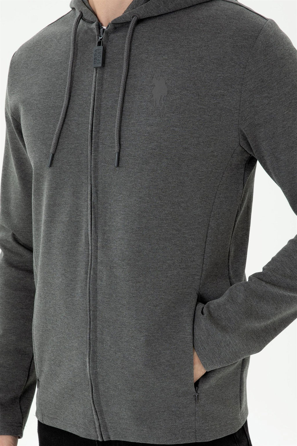 Мужской вязаный кардиган антрацитового меланжа Неожиданная скидка в корзине - U.s. polo assn фото 6