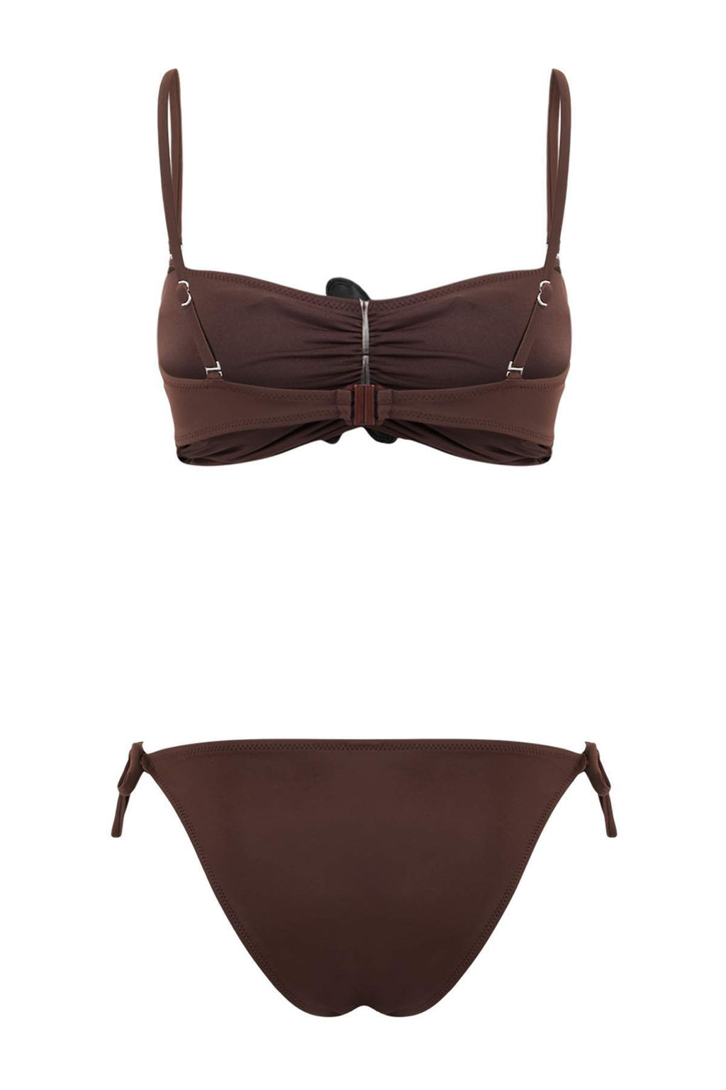 Kahverengi Straplez Kapl? Cicek Aplikeli Normal Bel Regular Bikini Tak?m? TBESS26BT00019