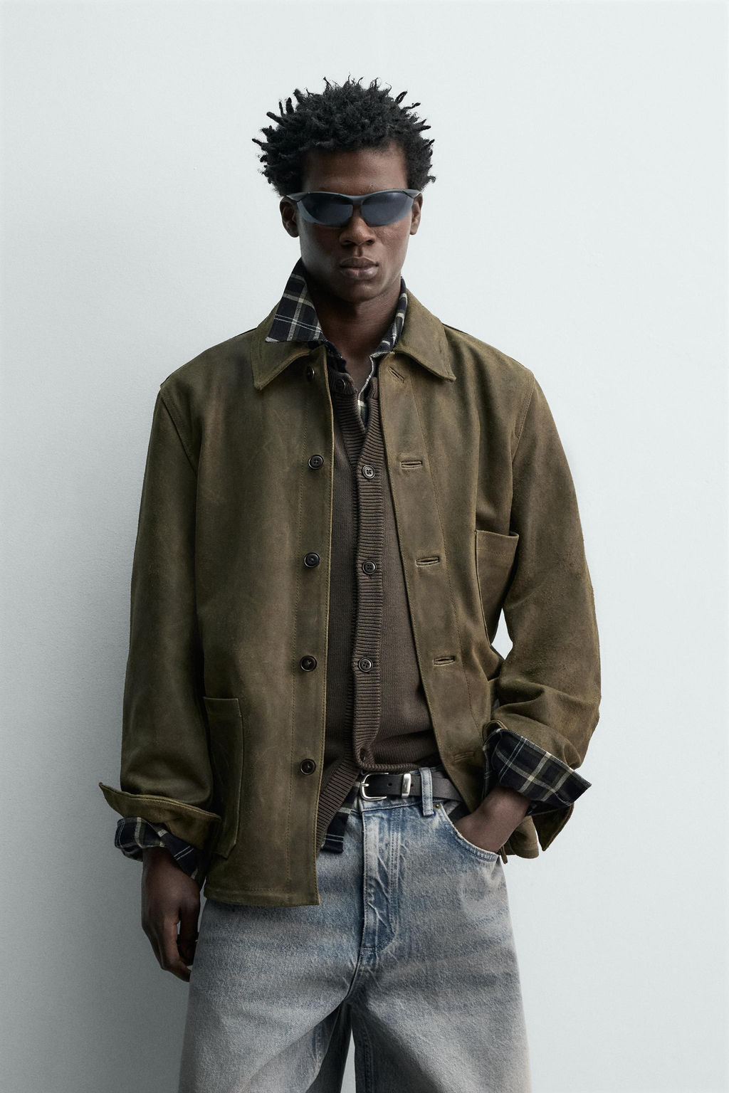 VINTAGE-EFFECT SUEDE LEATHER JACKET - Zara фото 11