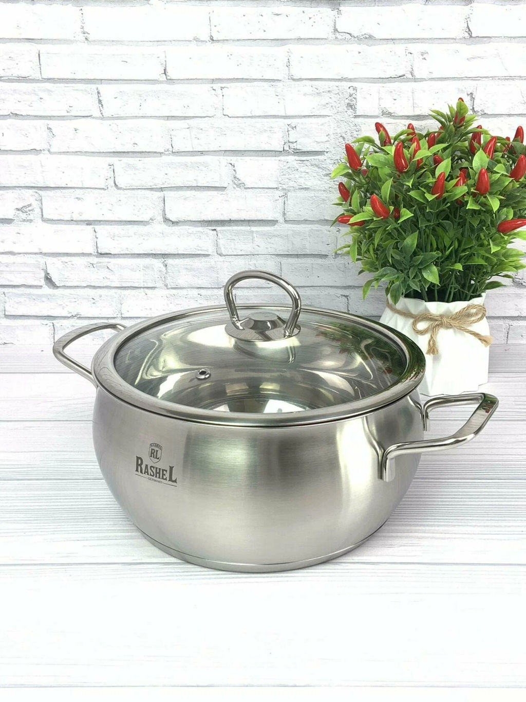 Кастрюля 4л из нержавеющей стали со стекл. кр., 22х11см (R-40s) /RASHEL/  фото 10