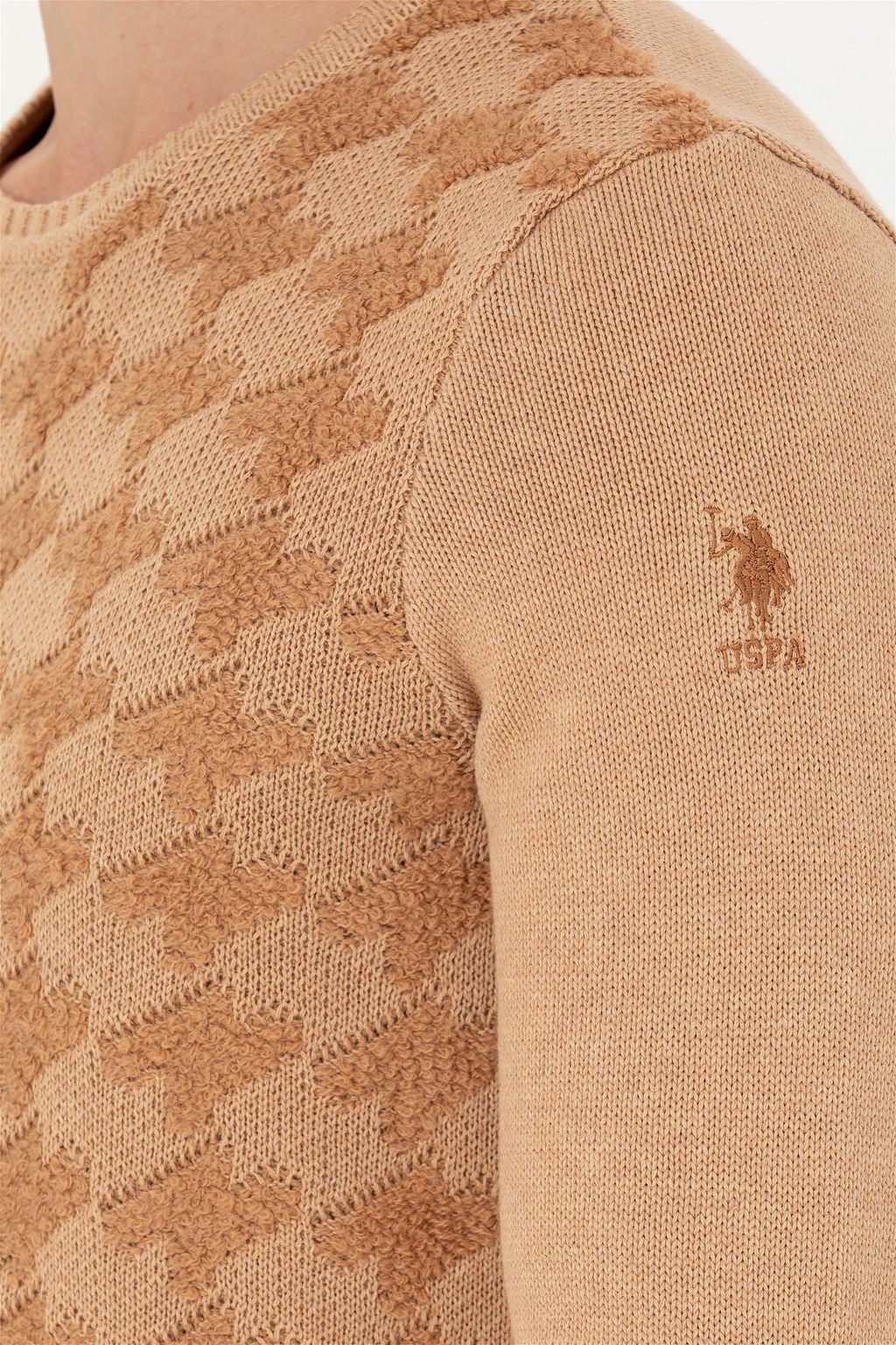 Мужской свитер песочного меланжа - U.s. polo assn фото 14