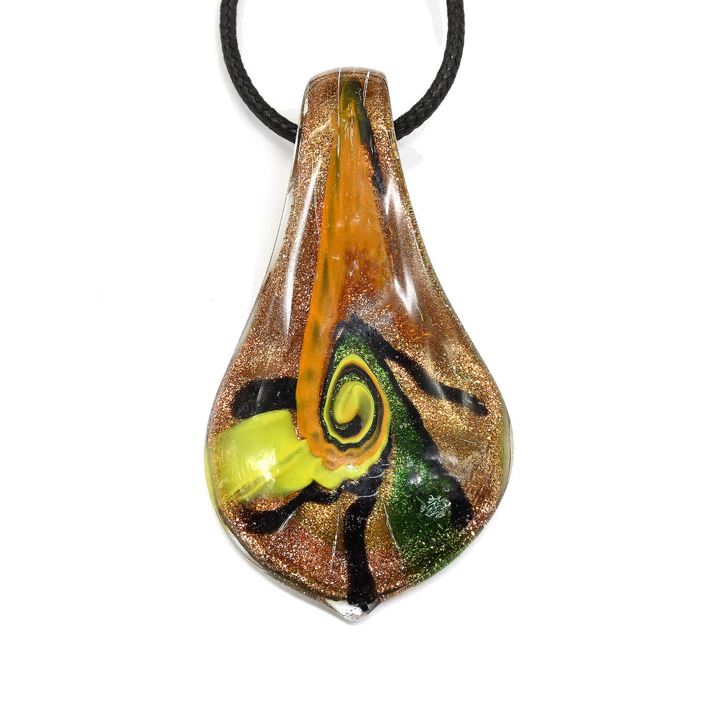 Подвеска из стекла цветного Лист 32*60мм цв.лаймовый