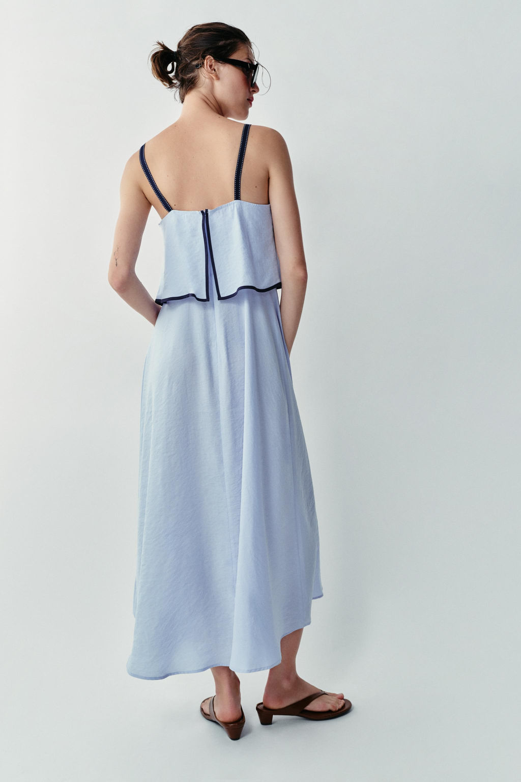 VESTIDO MIDI COMBINADO / Azul claro - Zara фото 7