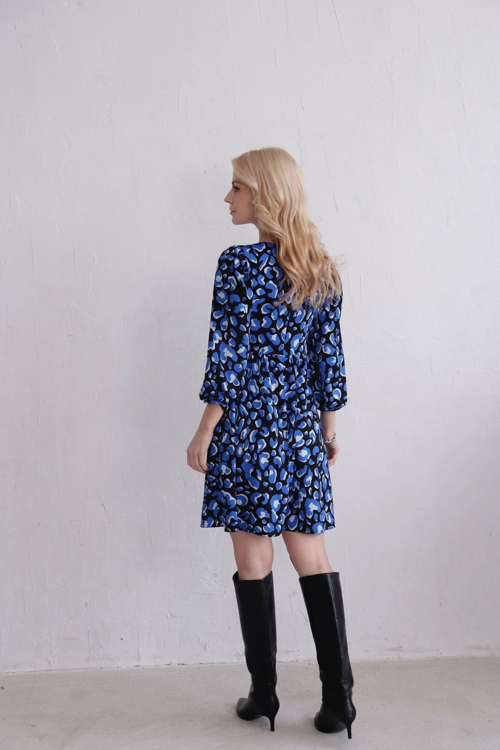 Платье чёрно-синее с присборенной юбкой - Martichelli фото 7