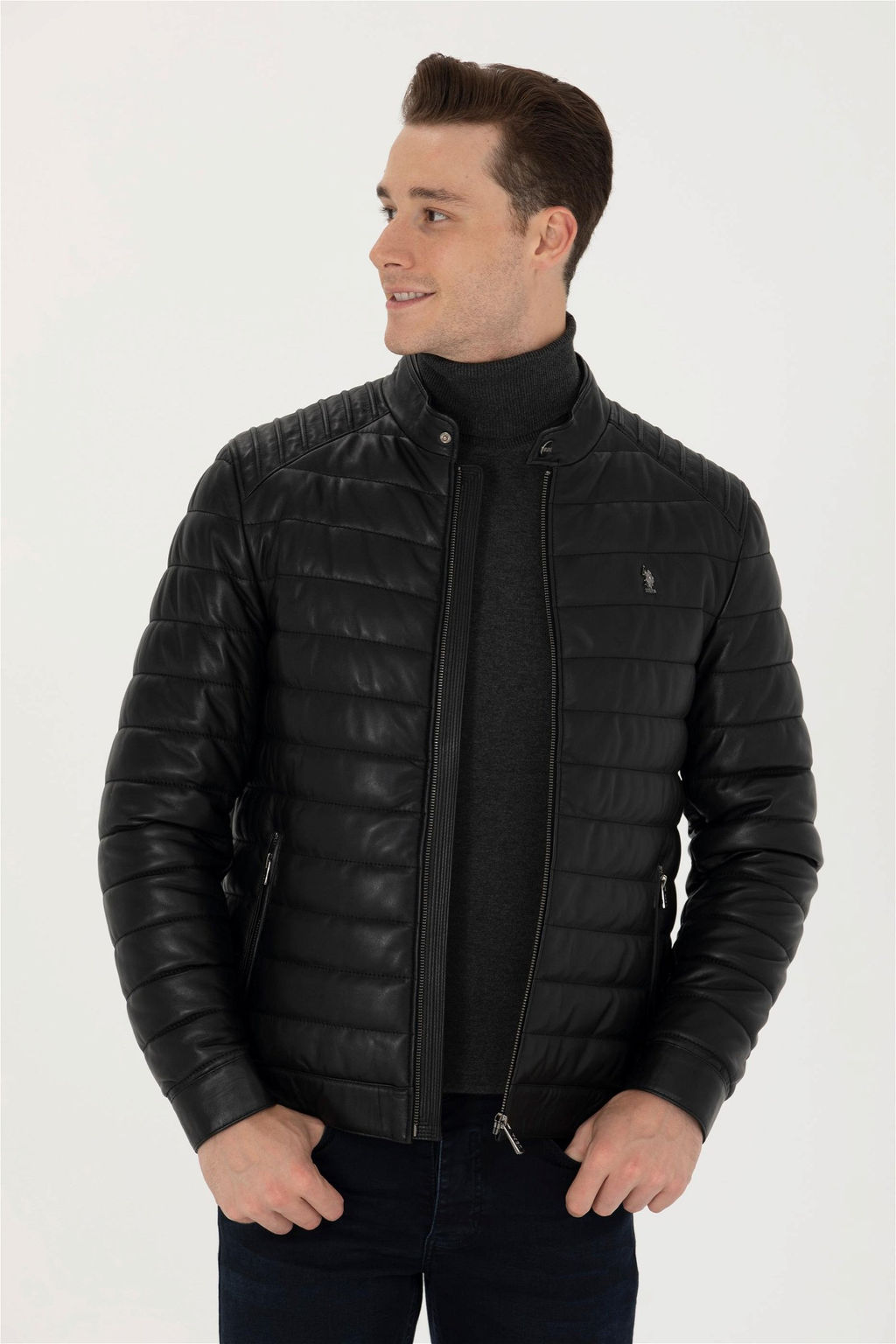 U. S. Polo Assn / Мужская черная кожаная куртка - U.s. polo assn фото 10