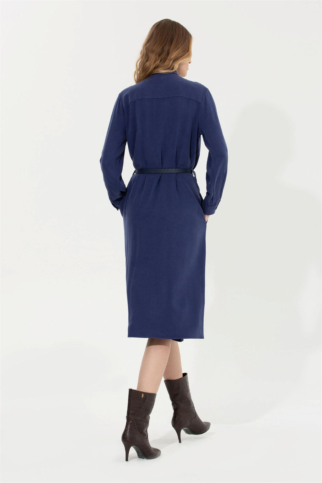 Женское синее тканое платье Неожиданная скидка в корзине - U.s. polo assn фото 5