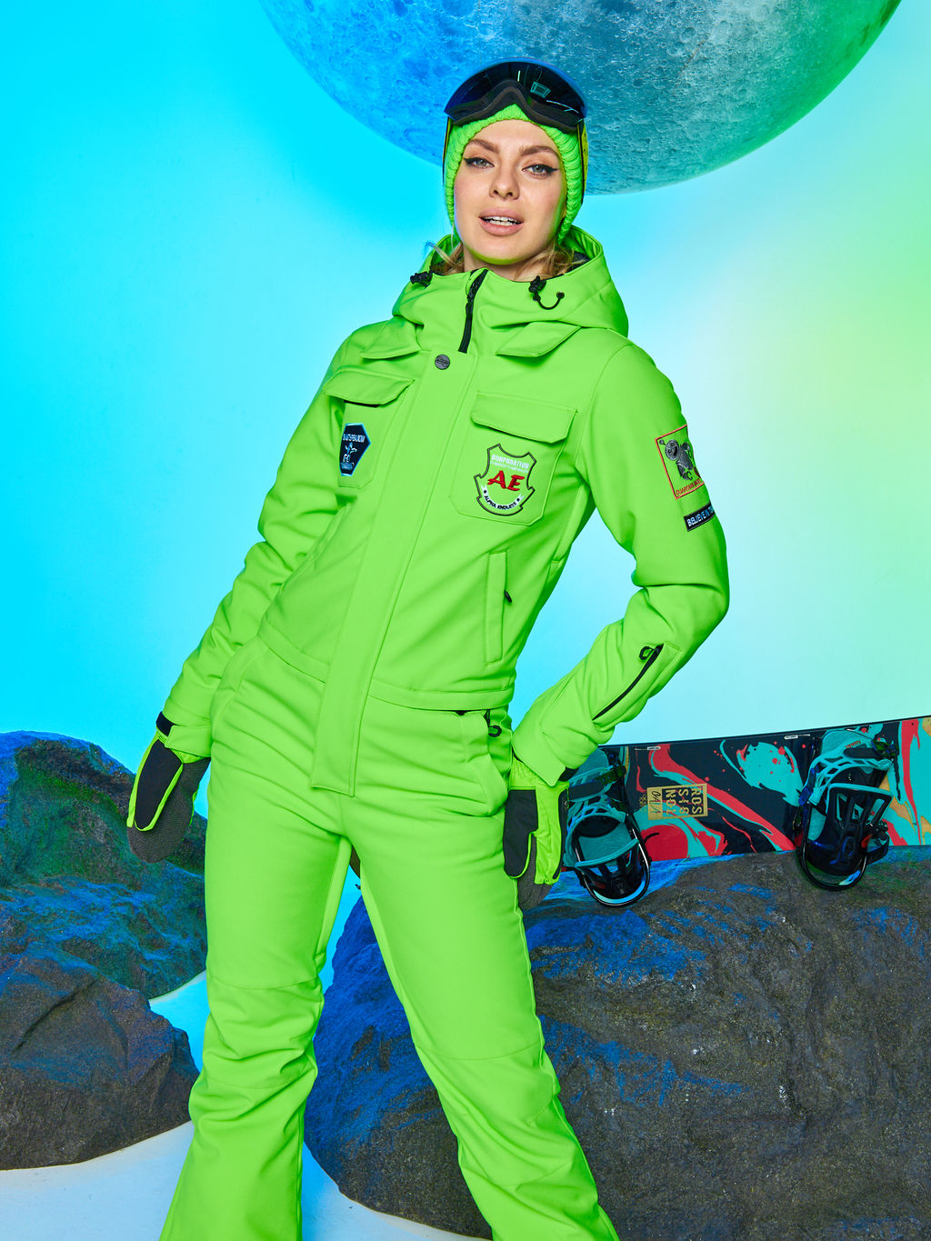 Женский сноубордический горнолыжный комбинезон Alpha Endless Aeternitas 223/2305 FAG - Салатовый  фото 16