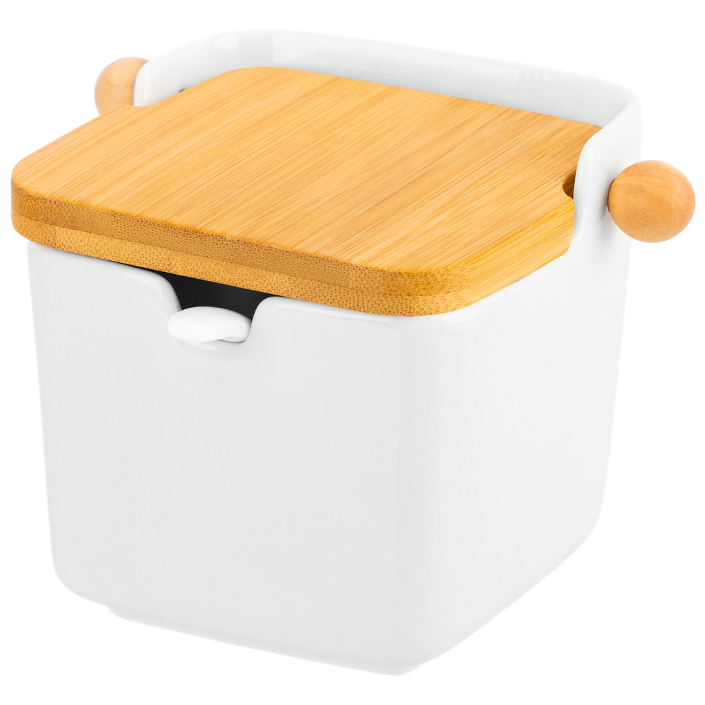 Банка д/сыпучих продуктов 300 мл 12*9,5*9,5 см "Айсберг" + ложка + деревянная крышка