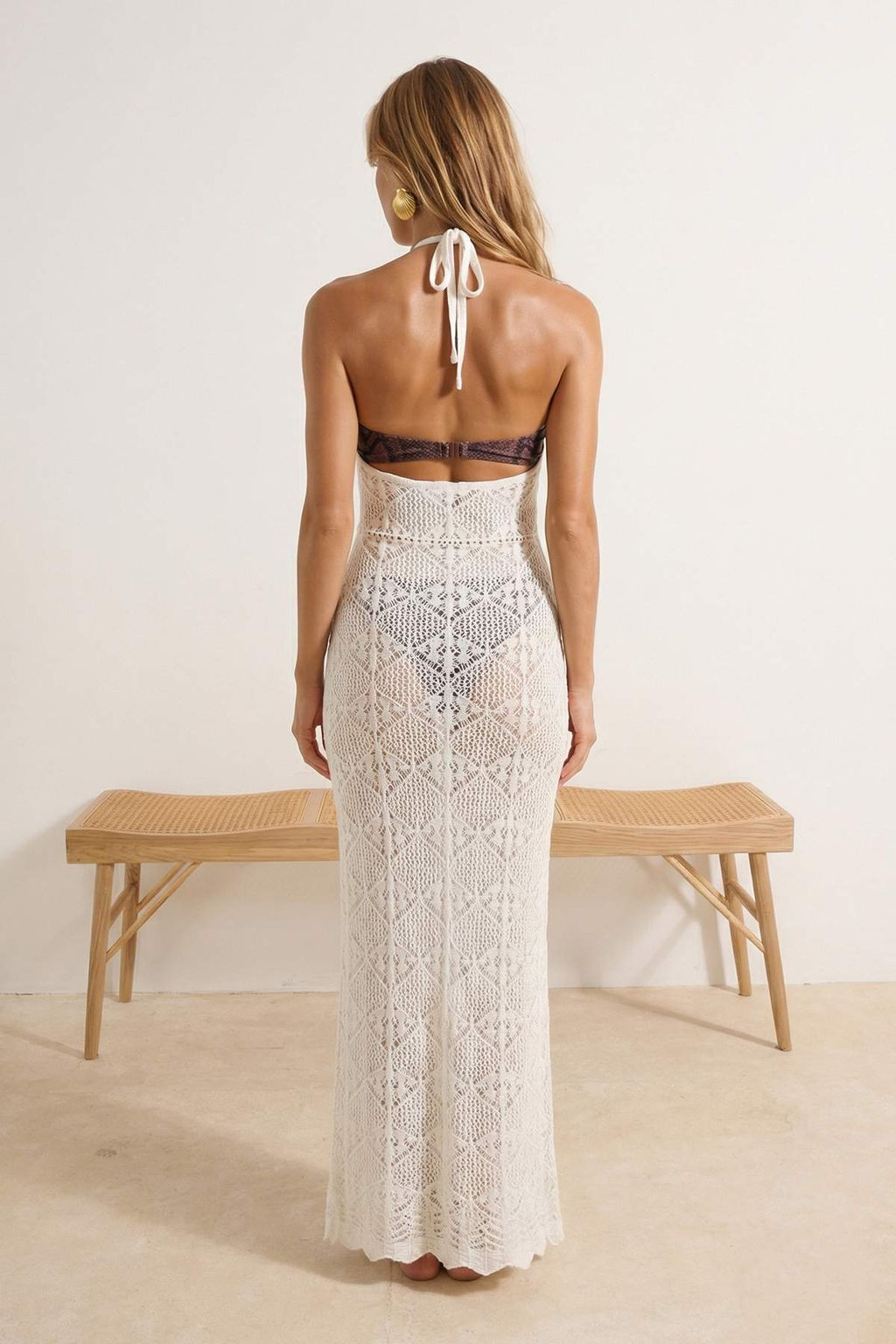 Trendyolmilla Siyah Midi Slim Triko Plaj Elbise TBESS25EL00146  фото 11