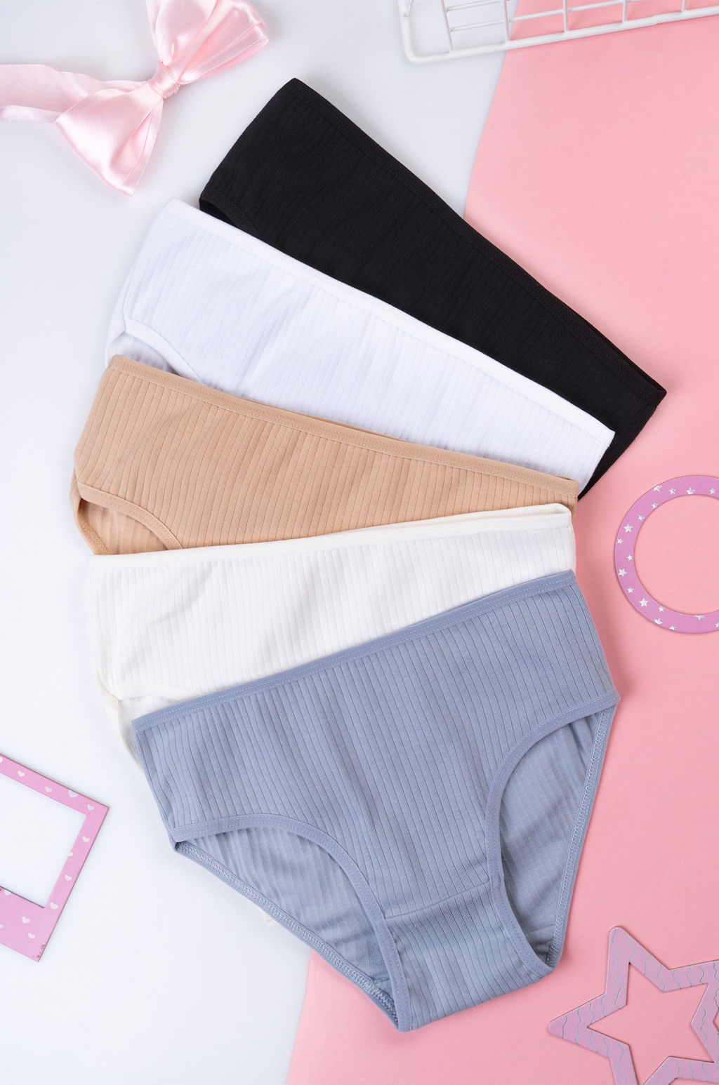 Трусы для девочки в рубчик 5шт. Happyfox