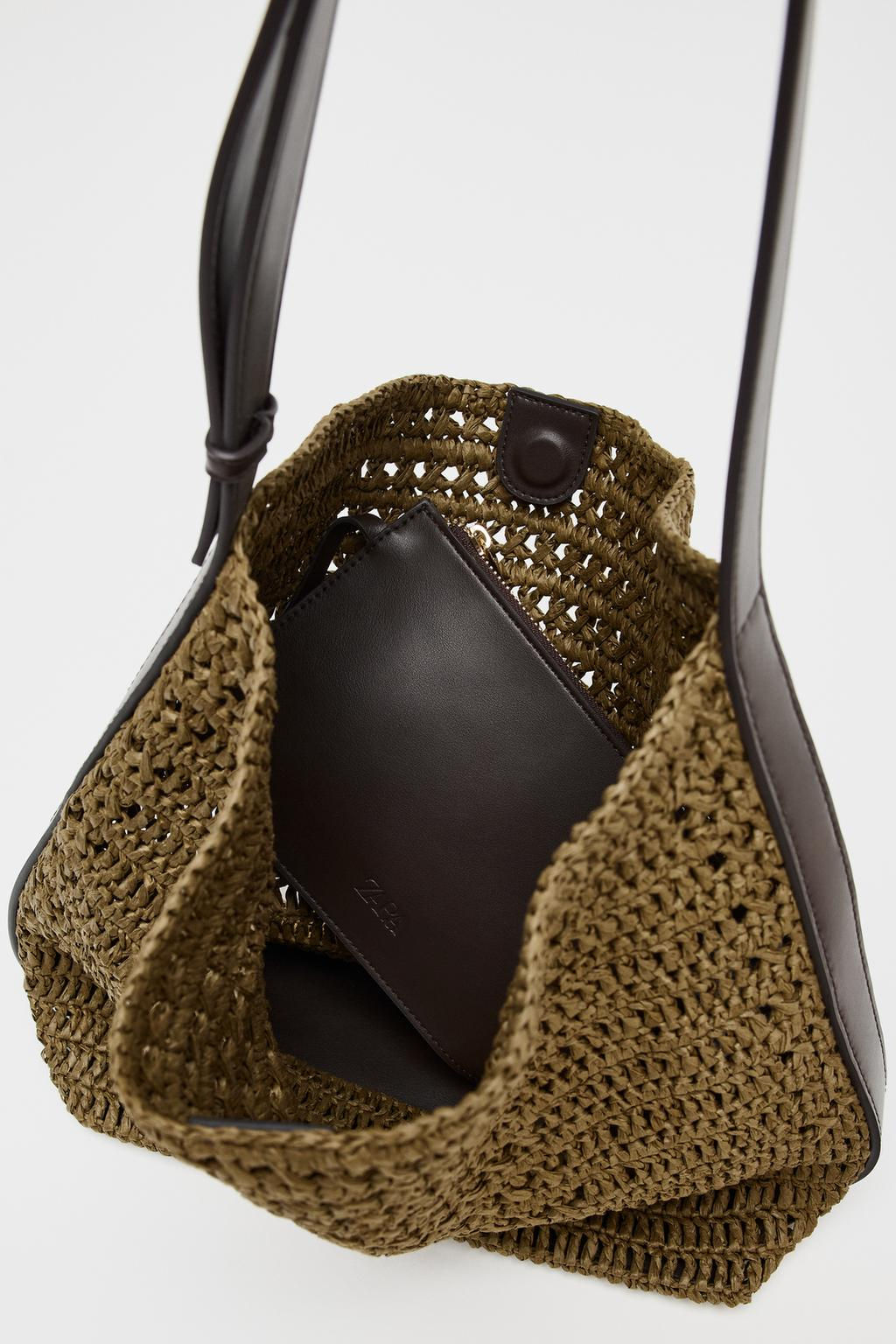 RAFFIA-EFFECT BUCKET BAG - Zara фото 5