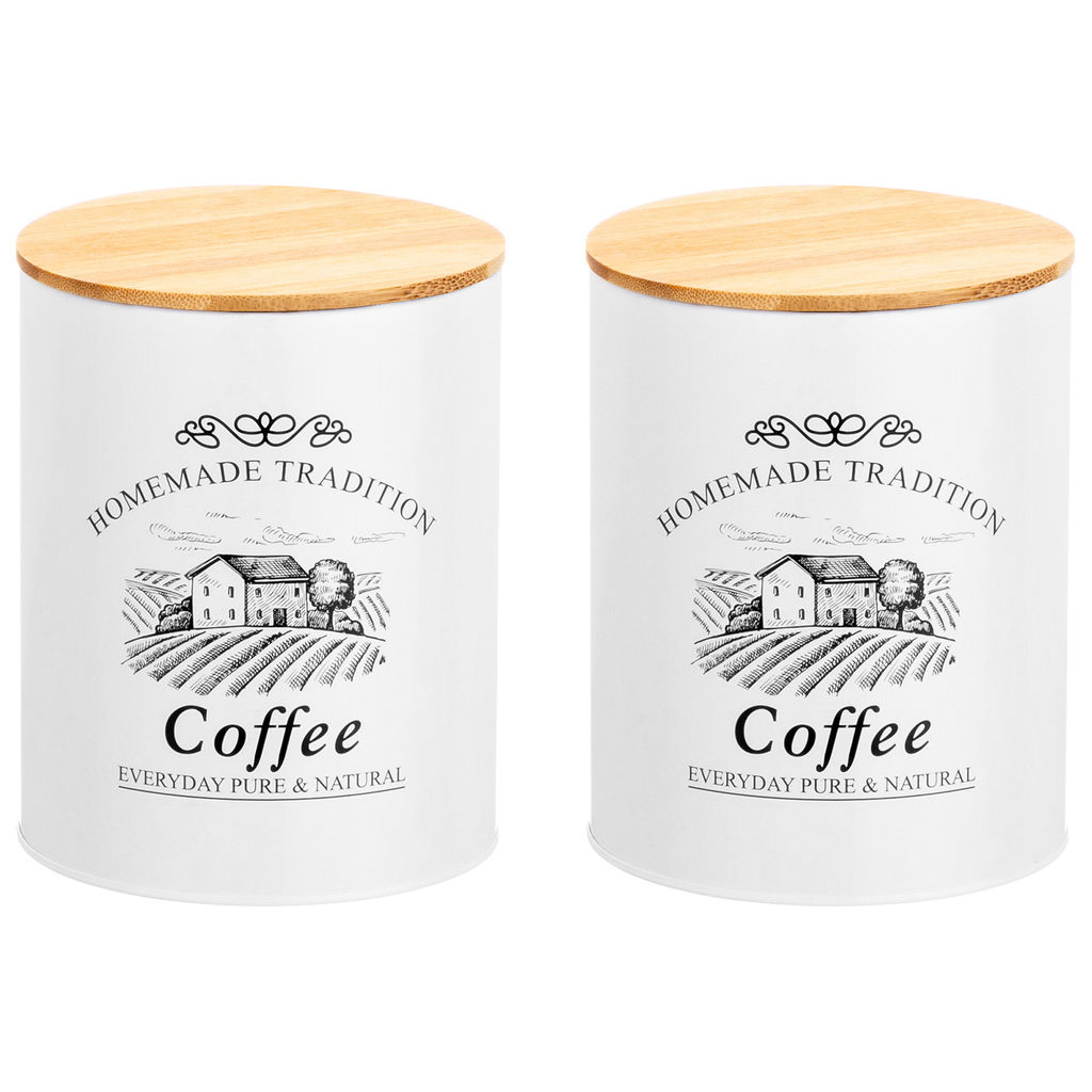 Набор 2 банок д/хранения 1,1 л 11*11*13,8 см "Coffee", с бамбук.крышками