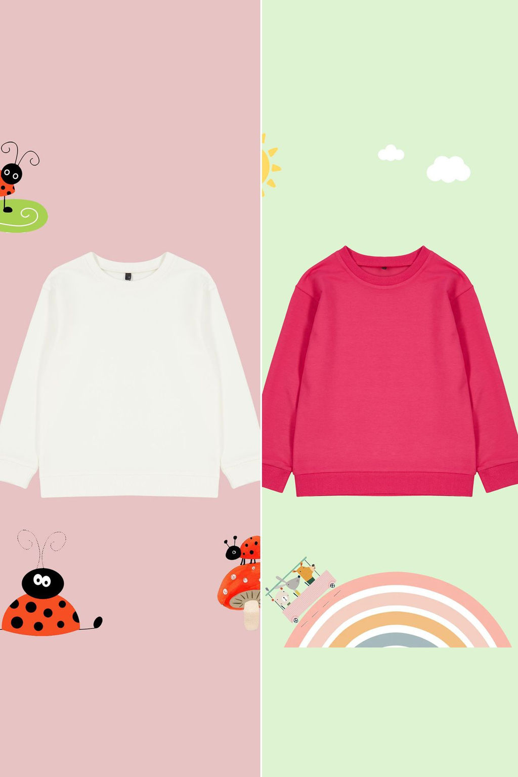 Pembe-Ekru K?z Cocuk Mevsimlik-Ince Bisiklet Yaka 2li Basic Orme Sweatshirt TKDAW25SW00000 - Trendyolmilla фото 3