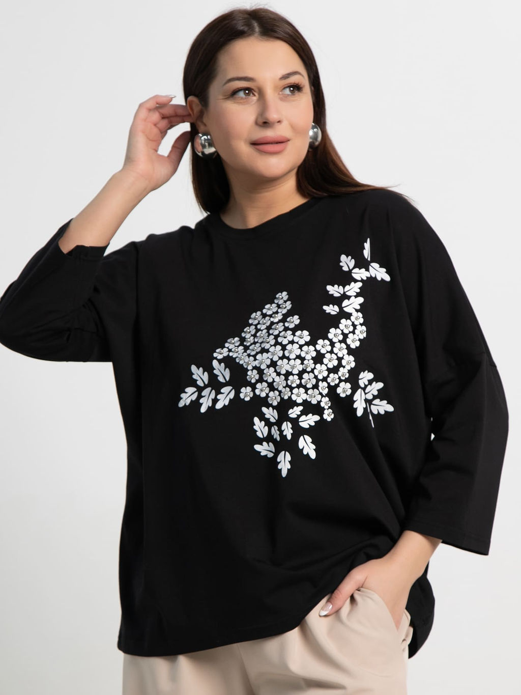 Блуза Ромашка (черная) Б15384-24М