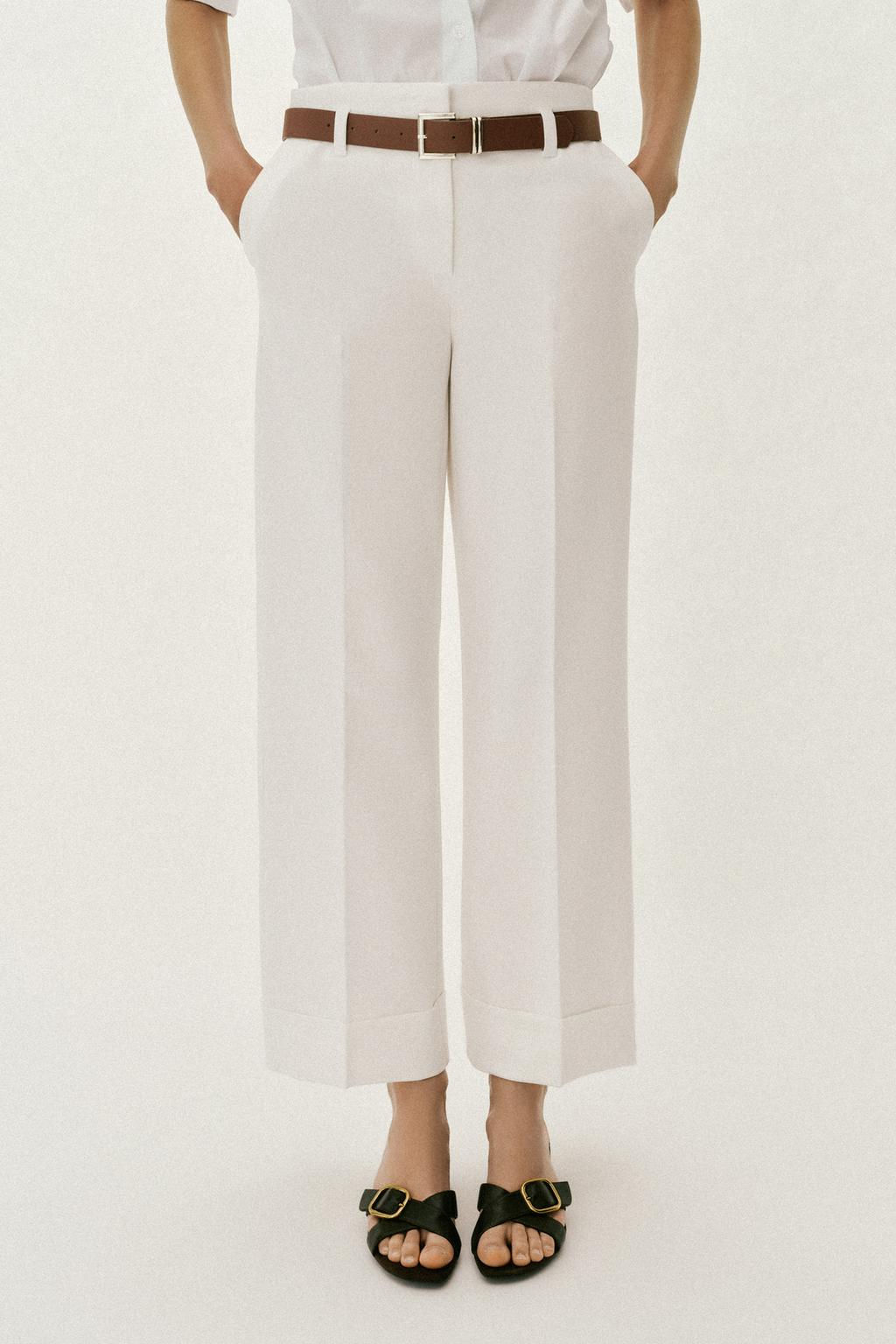 TROUSERS WITH TURN-UP CUFFS AND BELT - Zara фото 34