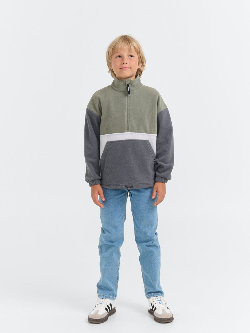 Олимпийка флисовая Колор блок Графит/Олива 7+ - Bungly фото 6