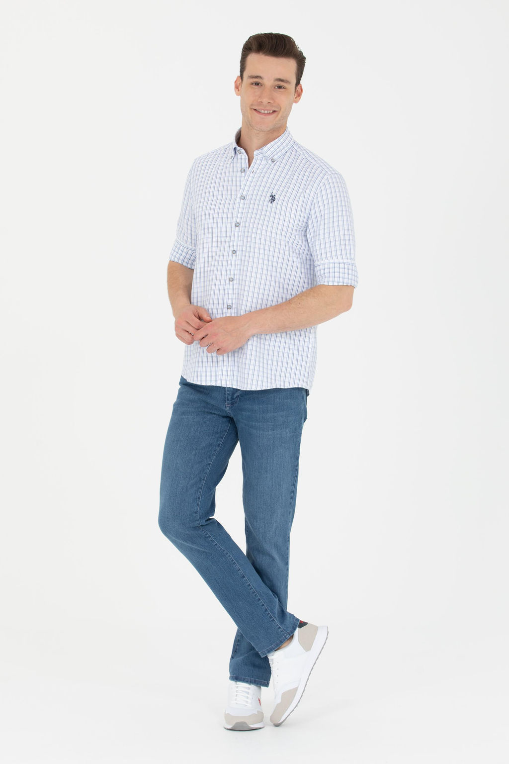 U. S. Polo Assn Мужская синяя рубашка в клетку - U.s. polo assn фото 4