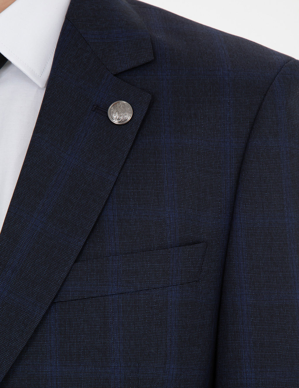 Lacivert Slim Fit %100 Y_n Ekose Tak_m Elbise