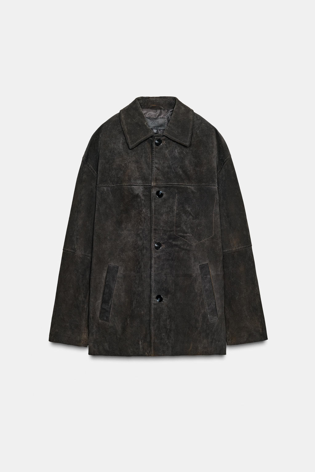 OVERSIZED 100% LEATHER SUEDE JACKET - Zara фото 6