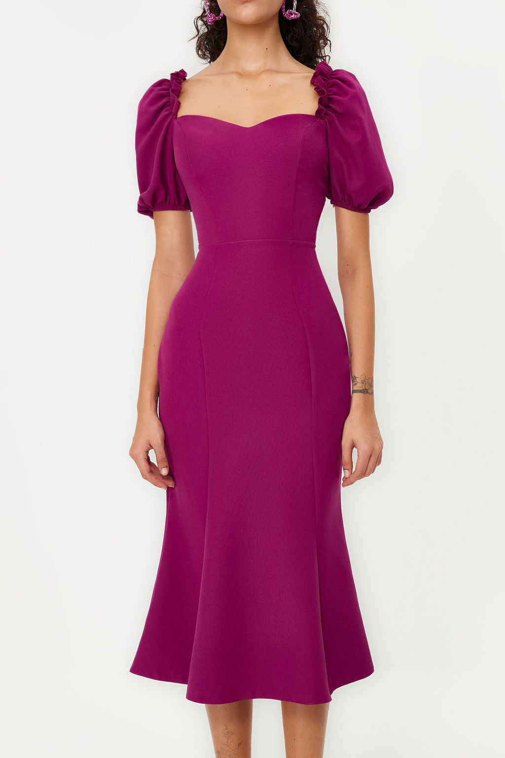 TRENDYOLMILLA Bridal Ekru Dokuma Abiye Gece Elbise TPRSS21EL0053  фото 24